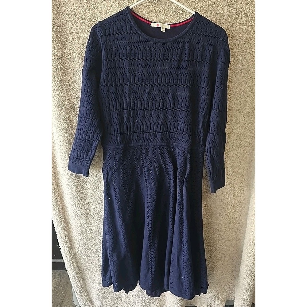 Boden Knit Long Sleeve Navy Dress Women's 16R Fall Autumn
